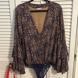 Free people XL bodysuits orange and blue
